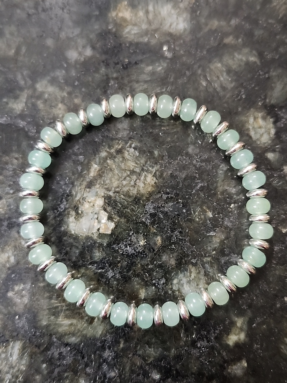 Handmade Natural Green Aventurine Jade Stone Rondell Beaded Bracelet